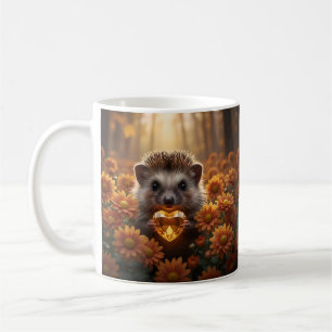 Cute November Hedgehog with Topaz Heart Coffee Mug