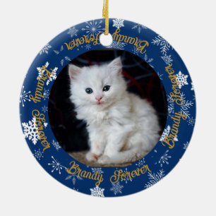 Cute Now and Then 2 Photo Pet Christmas Ornament