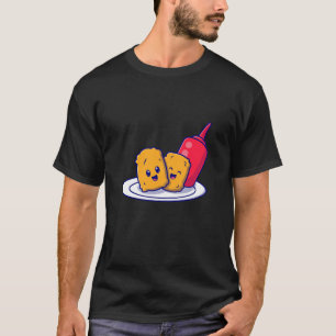 Cute Nuggets Smile With Sauce Cartoon  T-Shirt