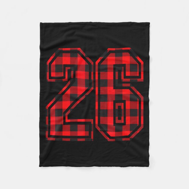 Cute Number 26 Christmas Red Plaid Pattern #26 Unf Fleece Blanket (Front)
