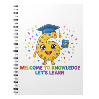 Cute Number 6 Spiral Notebook for Girls | 6th Birt