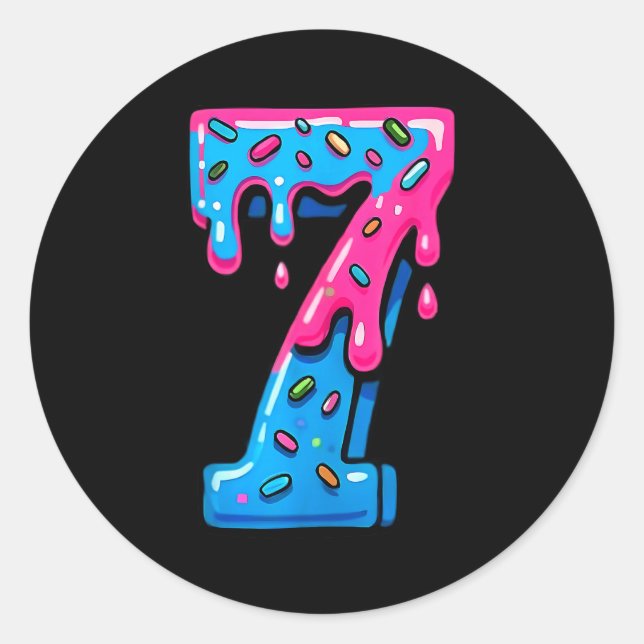 Cute Number 7 Ice Cream Drip 67 Meme Costume Coupl Classic Round Sticker (Front)