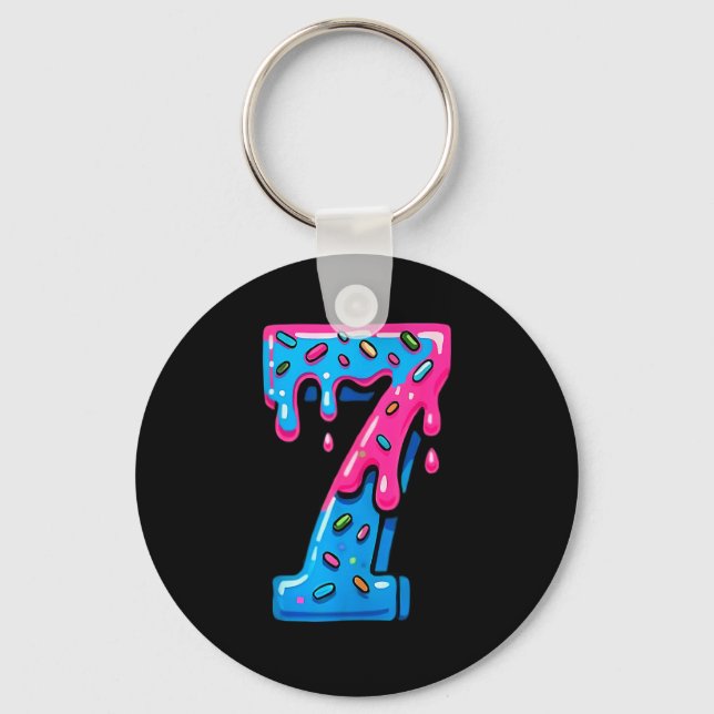 Cute Number 7 Ice Cream Drip 67 Meme Costume Coupl Key Ring (Front)