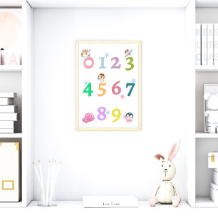 Cute Number Baby Nursery Poster Education Poster