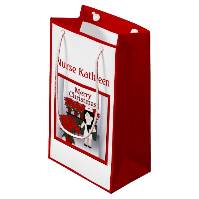 Cute Nurse 3 Small Christmas Gift Bag (Front Angled)
