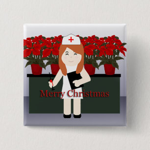 Cute Nurse 5 Christmas Button