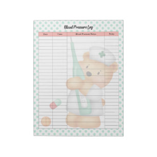 Cute Nurse Bear Blood Pressure Log Notepad