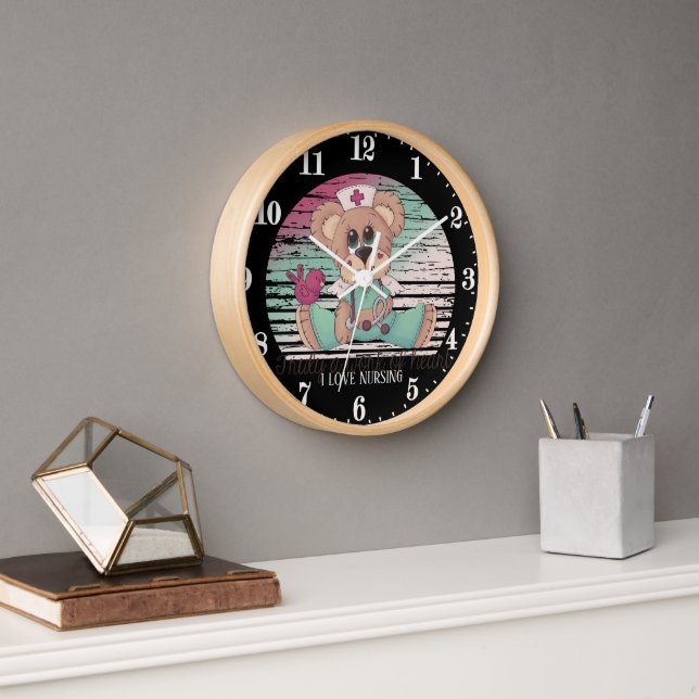 Cute Nurse bear love Nursing Clock (Office)