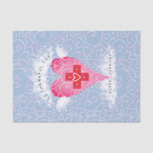 Cute Nurse Blue Pink Heart Personalised Tissue Paper