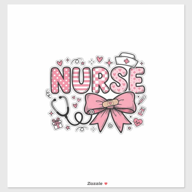 Cute Nurse Bow Heart Vector Shirt Design_1 (Sheet)