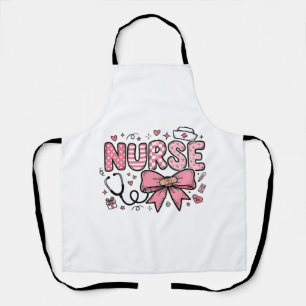 Cute Nurse Bow Heart Vector Shirt Design_1 Apron