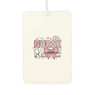 Cute Nurse Bow Heart Vector Shirt Design_1 Car Air Freshener
