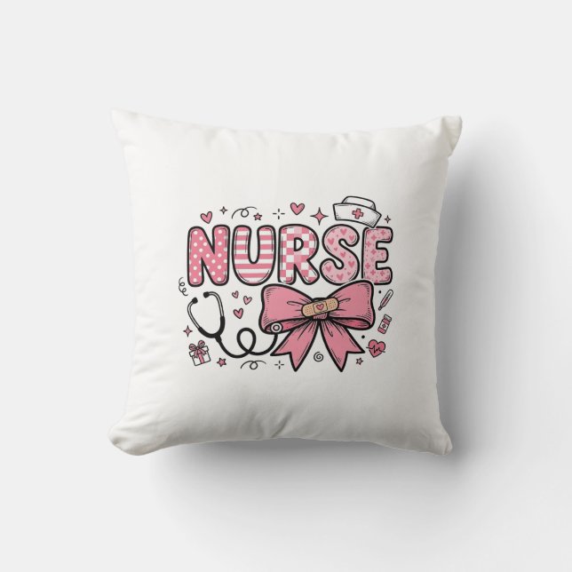 Cute Nurse Bow Heart Vector Shirt Design_1 Cushion (Front)