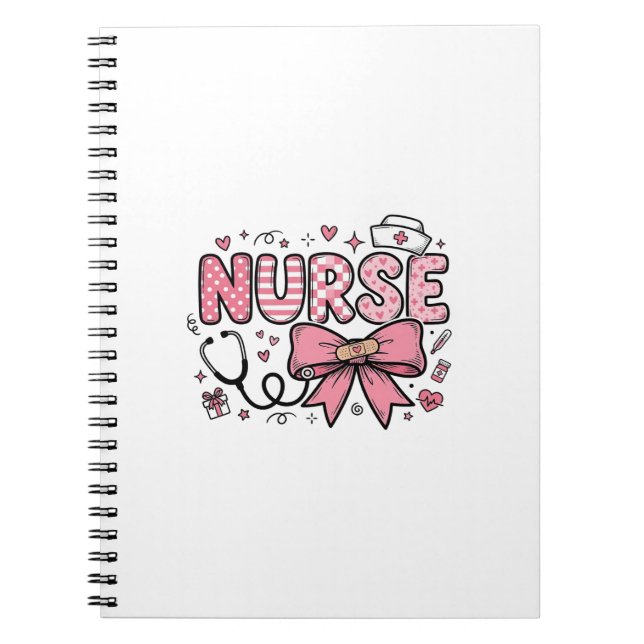 Cute Nurse Bow Heart Vector Shirt Design_1 Notebook (Front)