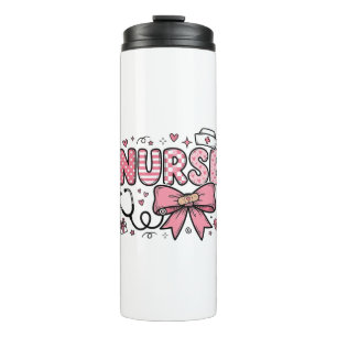 Cute Nurse Bow Heart Vector Shirt Design_1 Thermal Tumbler
