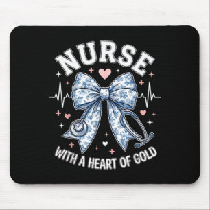 Cute Nurse Bow with A Heart of Gold Nursing Mouse Mat