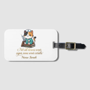 Cute Nurse Calico Cat Personalised Luggage Tag