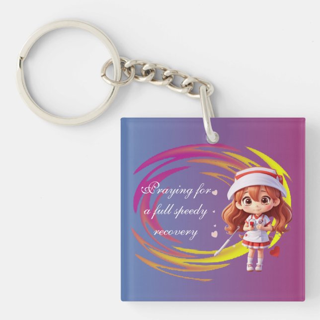 Cute Nurse Cartoon Keychain – Speedy Recovery Gift (Front)