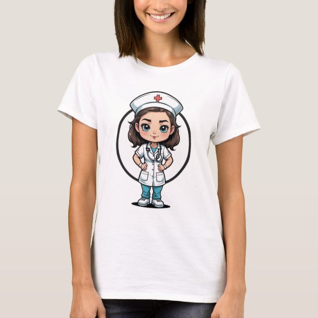 Cute Nurse Cartoon Women’s T-Shirt (Front)