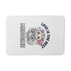 Cute Nurse Cat Love Is the Best Medicine Design_1 Bath Mat