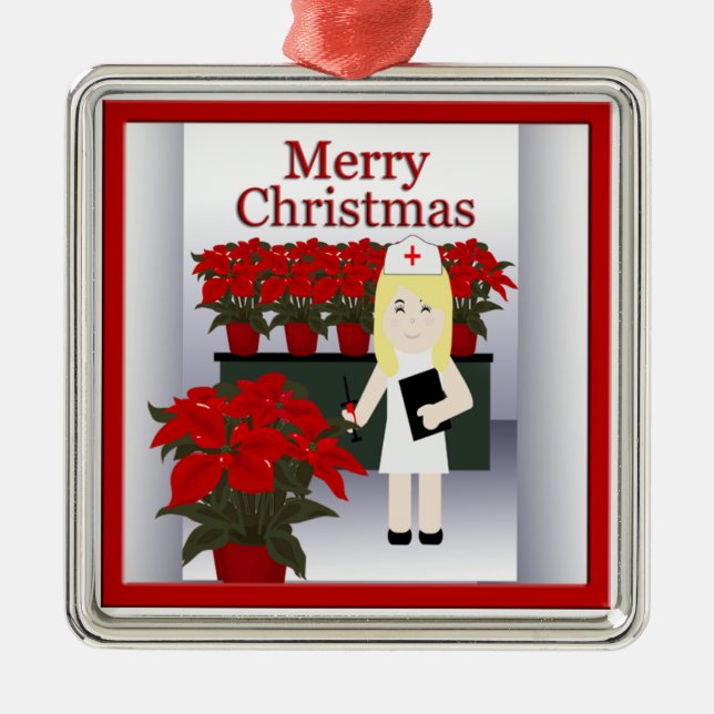 Cute Nurse Christmas Premium Ornament 4 (Front)