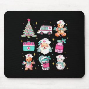 Cute Nurse Christmas Tree Santa Medical Themed Mouse Mat