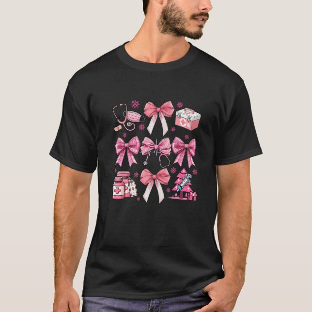 Cute Nurse Coquette Bow Stethoscope Bow Pink Coque T-Shirt (Front)