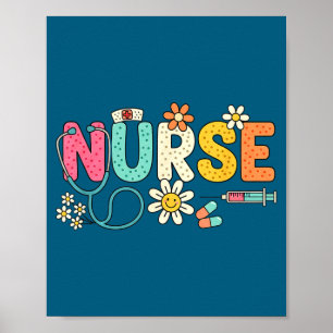 Cute Nurse Daisy Pop Floral Nurse Poster