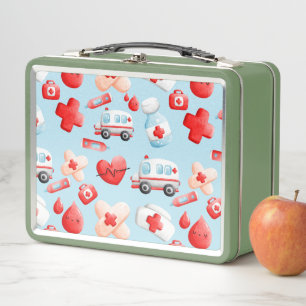 Cute Nurse, Doctor, Medical, Healthcare Themed  Metal Lunch Box