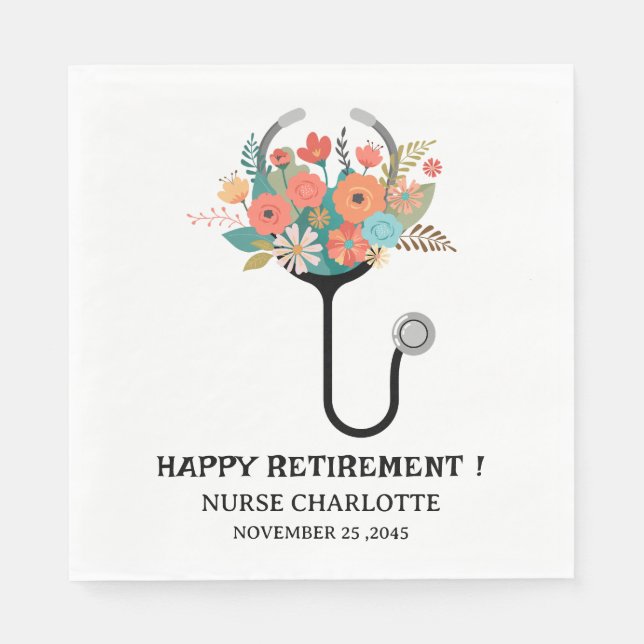 Cute Nurse Doctor Retirement Party Napkins (Front)