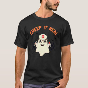 Cute Nurse Ghost Creep It Real Halloween T-Shirt