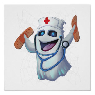 Cute Nurse Ghost Halloween Poster
