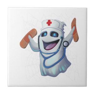 Cute Nurse Ghost Halloween Tile
