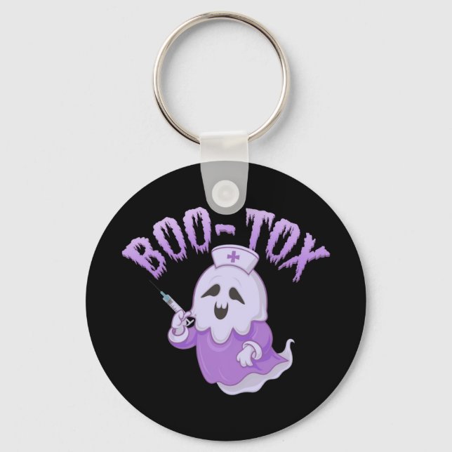 Cute Nurse Ghost with Botox Injection Funny Spooky Key Ring (Front)