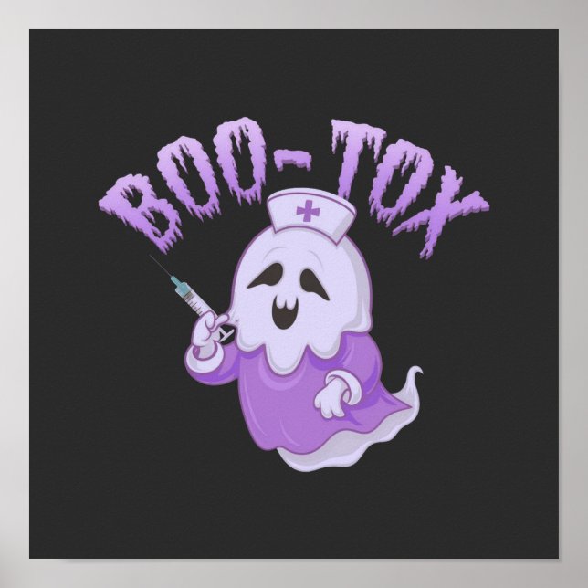 Cute Nurse Ghost with Botox Injection Funny Spooky Poster (Front)