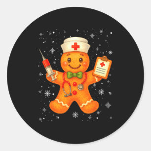 Cute Nurse Gingerbread Pjs Christmas Xmas Nurse Rn Classic Round Sticker