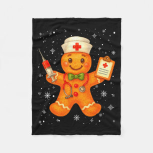 Cute Nurse Gingerbread Pjs Christmas Xmas Nurse Rn Fleece Blanket
