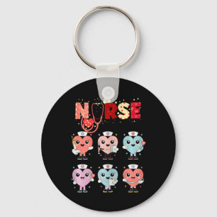 Cute Nurse Hearts Valentine Design For Healthcare Key Ring