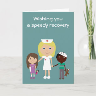 Cute Nurse & kids Get well soon card