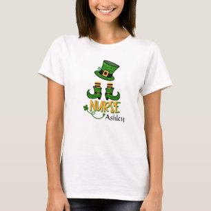 Cute Nurse Leprechaun Add Name Women's T-Shirt