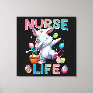 Cute Nurse Life Dabbing Easter Bunny Canvas Print