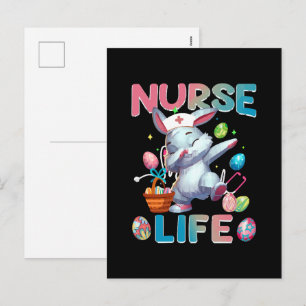 Cute Nurse Life Dabbing Easter Bunny Holiday Postcard