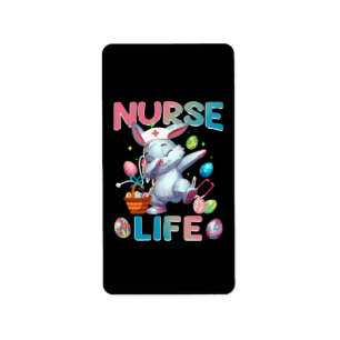 Cute Nurse Life Dabbing Easter Bunny Label