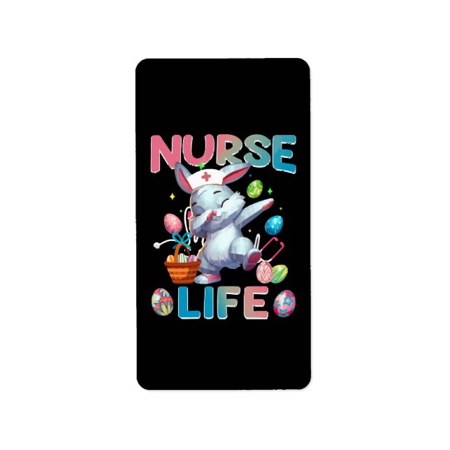 Cute Nurse Life Dabbing Easter Bunny Label (Front)