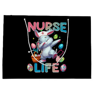 Cute Nurse Life Dabbing Easter Bunny Large Gift Bag