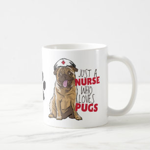 Cute Nurse Loves Pugs Gift RN Dog Mum - Funny Pug Coffee Mug