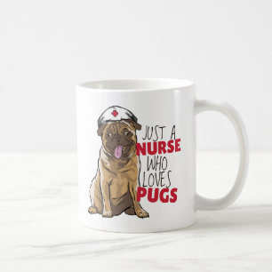 Cute Nurse Loves Pugs Gift RN Dog Mum - Funny Pug Coffee Mug