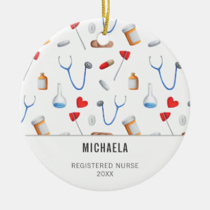 Cute Nurse Medical Equipment Pattern Christmas Ceramic Tree Decoration