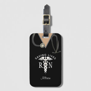 Cute Nurse Medical Scrub Top Personalised Luggage Tag