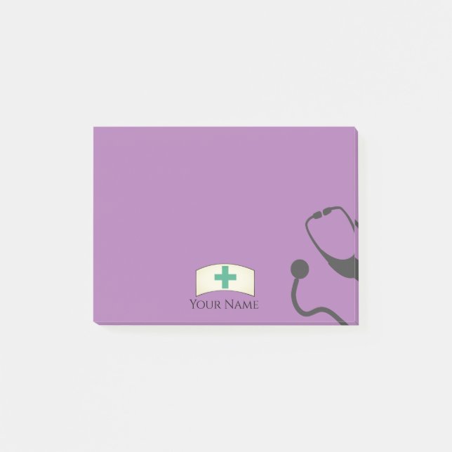 Cute Nurse Medical Stethoscope Personalised Sticky Post-it Notes (Front)